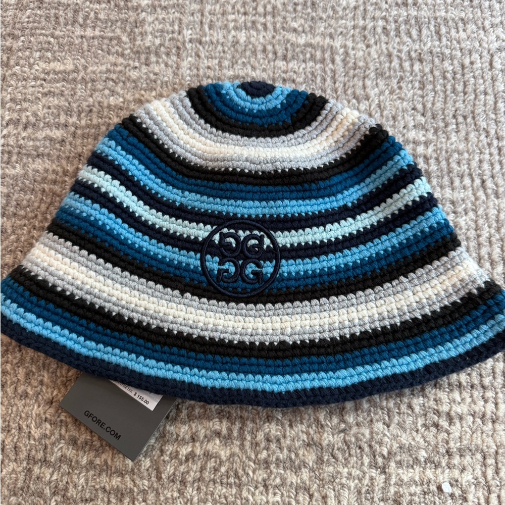 G/FORE Kids Striped Beanie in Blue and Black